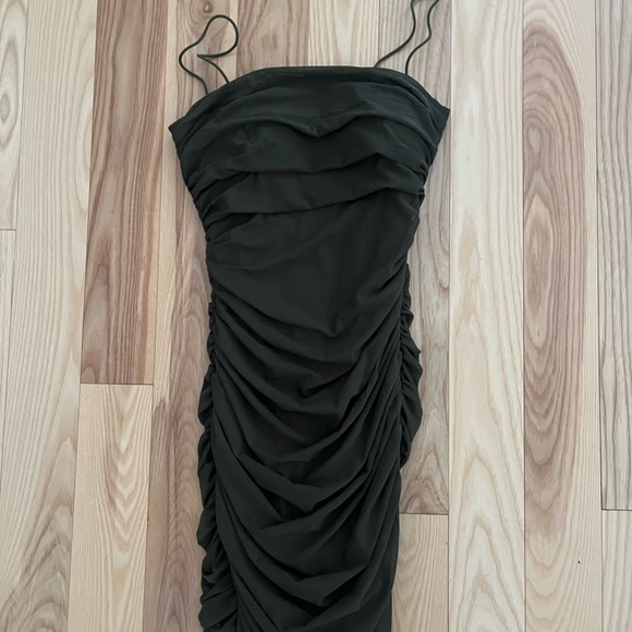 NWOT Princess Polly Olive Green Ruched Bodycon Mini Dress - Picture 2 of 4